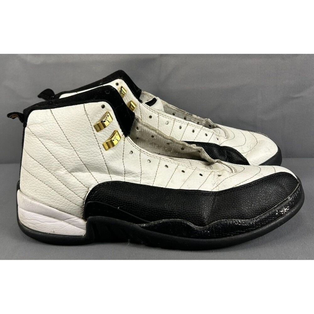 Nike Air Jordan 12 Retro Taxi White Black Gold Men Size 13 Distressed